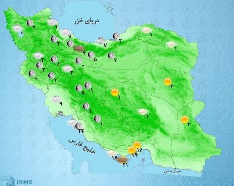 وضعیت آب و هوا، امروز ۲۶ بهمن ۱۴۰۰ / بارش پراکنده برف و باران در اغلب نقاط کشور