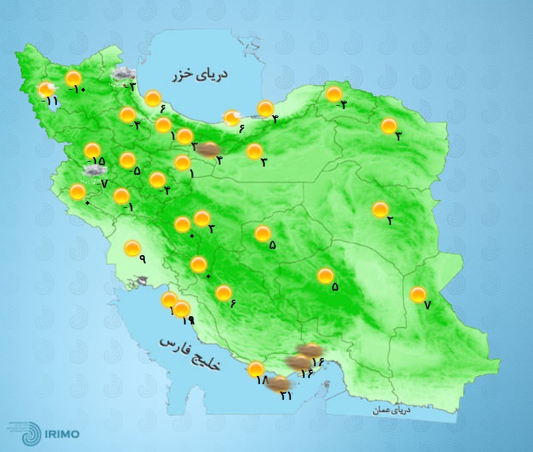 وضعیت آب هوا، امروز ۳ بهمن ۱۴۰۰ / ماندگاری هوای سرد در غرب کشور
