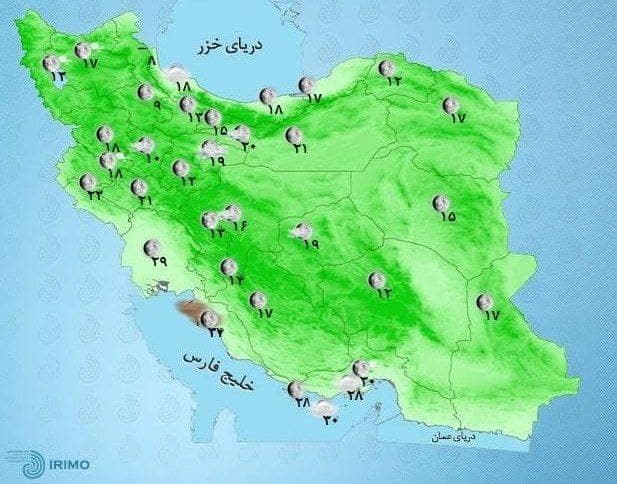 وضعیت آب و هوا امروز ۲۵ اردیبهشت ۱۴۰۰