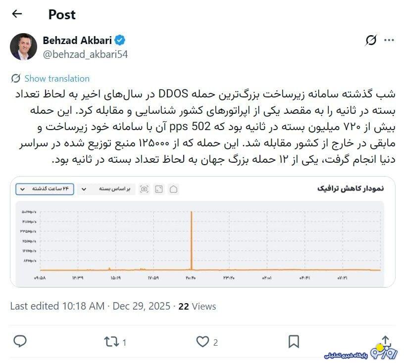 دیشب خنثیسازی بزرگترین حملهسایبری سالهای اخیر دیشب خنثیسازی بزرگترین حملهسایبری سالهای اخیر
