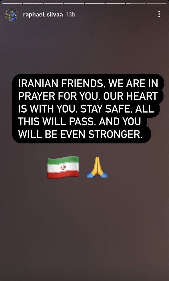 رافائل سیلوا بازیکن برزیلی تیم استقلال تهران - استوری اینستاگرامی